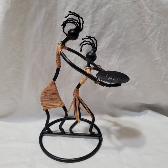 Laurids Lonborg Wrought Iron Rattan Candle Holder Tribal Woman With Girl Read - Picture 4 of 11